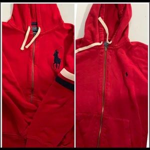 TWO Red Polo Hooded Men’s Sweatshirts